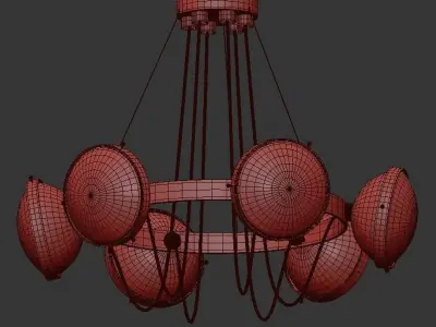PHAROS light chandelier in brass and glass 3D model
