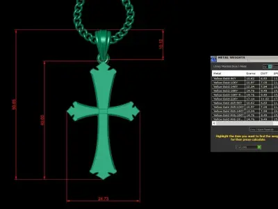 Light Gold 18K Cross Pendant 1CP009 3D print model