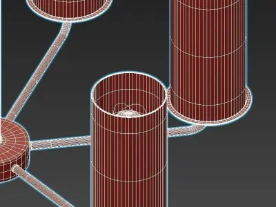 licia light brass chandelier with clear glass cylinders 3D model