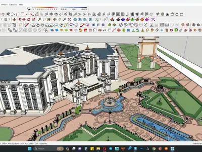 neoclassical shopping mall building 3D model 3D model