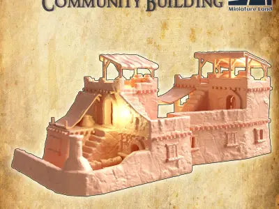 Desert Community Building Tabletop Terrain 28 MM  3D print model