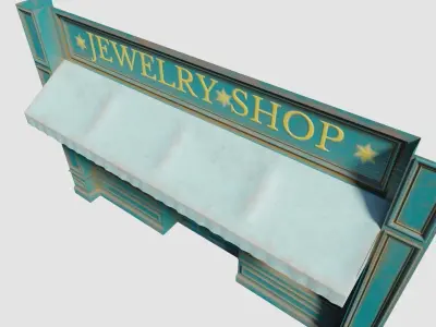 city shop front with 4k pbr textures Low-poly 3D model