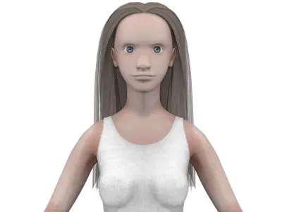 Girl with light gray hair 3D model purchase