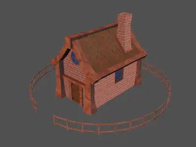 stylized medieval house 2 Low-poly 3D model