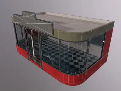 diner store with checkered floor Low-poly 3D model