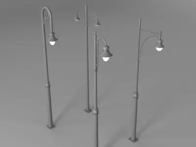 16 Low-Poly Street Lights Low-poly 3D model