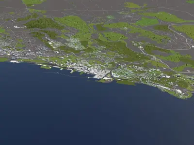 Rijeka Croatia 50x50km 3D model