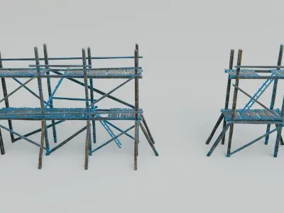 Medieval Wooden Scaffolding Low-poly 3D model