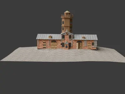 fire station  Low-poly 3D model