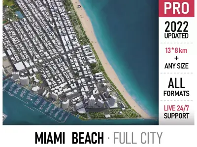 Miami Beach Low-poly 3D model