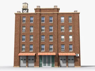 Apartment Building x8 Low-poly 3D model