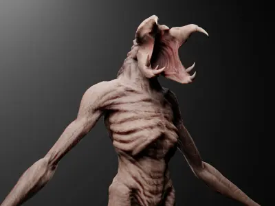 Mutant S game character Low-poly 3D model