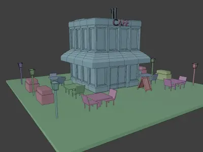 lowpoly cafe Low-poly 3D model