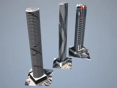 Tallest Brisbane s towers - Low poly Low-poly 3D model