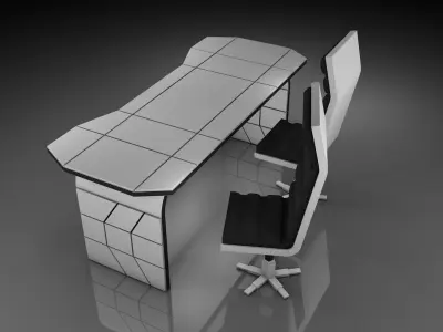Office Chair And Table 3D model