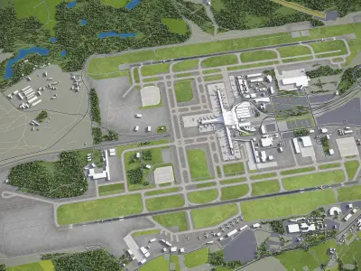 Oslo - Gardermoen Airport - OSL Low-poly 3D model