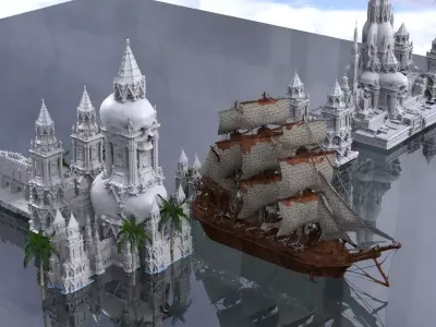 Scull Temple Pirate Kit bash 1 3D model
