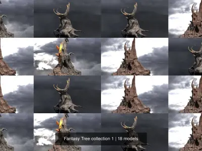 Fantasy Tree collection 1 3D Model Pack