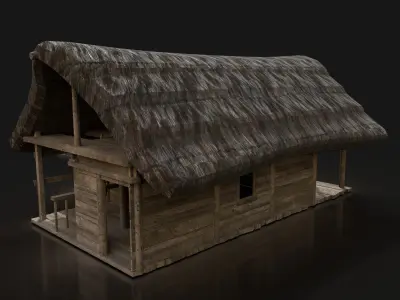 Next Gen AAA FANTASY MEDIEVAL WOODEN SIMPLE THATCHED HUT Low-poly 3D model