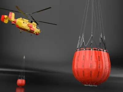  Rescue Firefighting Helicopter with Bucket Yellow 