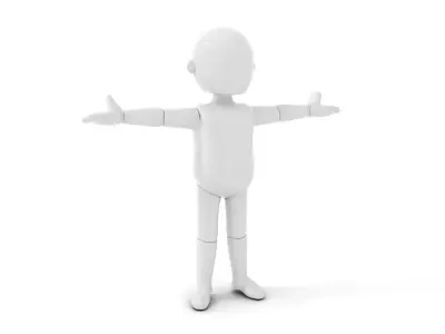 Simple Blank Base Model Rigged and Animated Low-poly 3D model