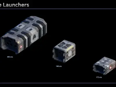 Spaceship Fighter Modular Weapons Low-poly 3D model