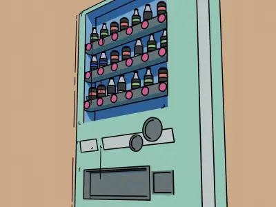 Vending Machine with Toon Shader and Outlines Low-poly 3D model