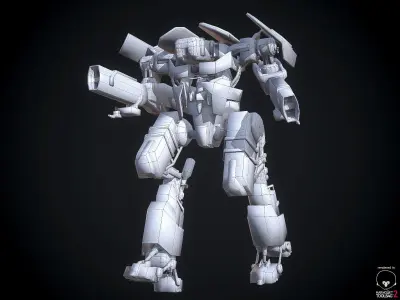 Combat Mech Low-poly 3D model