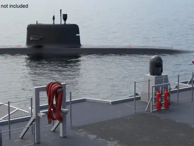  Modern Diesel-Electric Submarine Black Rigged 