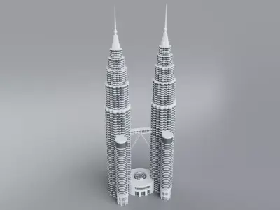 Center Petronas Twin Tower Low-poly 3D model