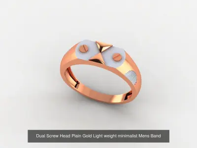 9 Screw Head Plain Gold Light weight minimalist Mens Band  3D Model Pack