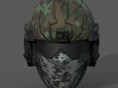 Helmet scifi military combat 3d futuristic technology  Low-poly 3D model