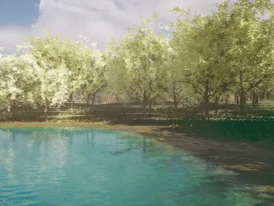 Forest Lake Oasis 3d scene 3D model