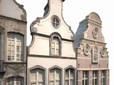Buildings Facade 180 Low Poly Low-poly 3D model