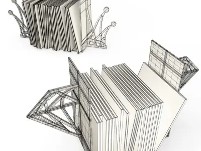 Books end Crown and Diamond 3D model