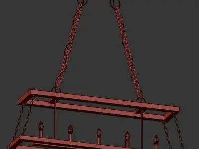 Dwelling 5 light rectangular pendant in polished nickel 3D model