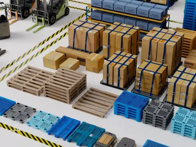 Warehouse Storage Racks Logistics Interior PBR Game Ready Low-poly 3D model