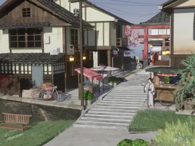 Japanese village 3D model
