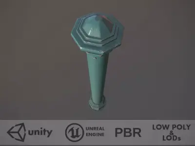 Barrier Bollard pack 3 Green v2 Low-poly 3D model