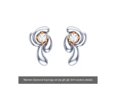 29 Women Diamond Earrings stl obj gltf glb 3mf renders details  3D Model Pack