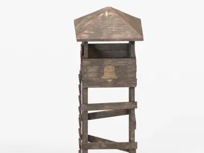 watchtower wooden tower with ladder Free low-poly 3D model