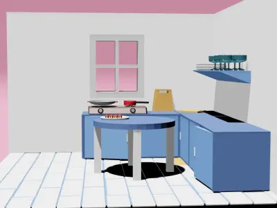 INTERIOR EXTERIOR KITCHEN ROOM KITCHEN EQUIPMENT Low-poly 3D model