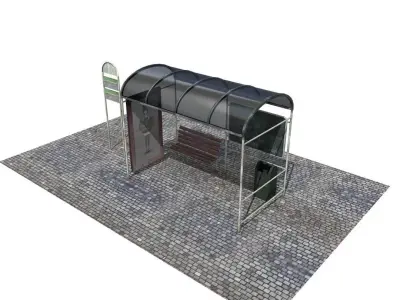 Low poly Bus stop Low-poly 3D model