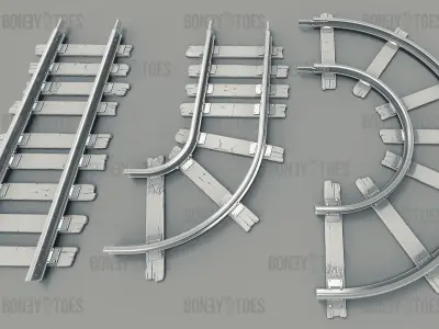 3d Train Railroad Tracks 3D model