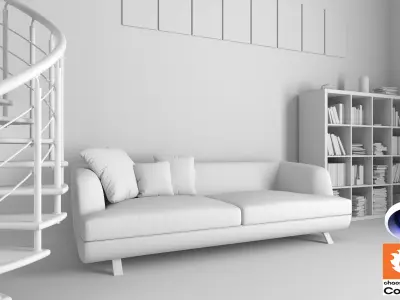Living Room 13 - Corona - C4D 3D model