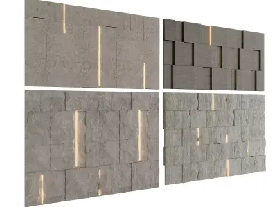 3D model of outdoor stone background wall 3D model