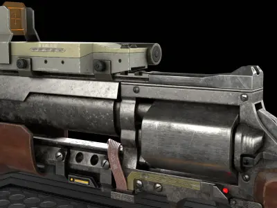 Game Ready Sci-Fi Revolver Pistol Low-poly 3D model