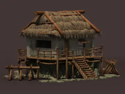 thatched cottage countryside Residential Building   Ancient  3D model