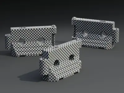 Water Filled Barricade Pack PBR Game-Ready Low-poly 3D model
