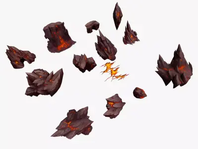 Lava Rocks Volcanic Rocks Set 03 Low-poly 3D model